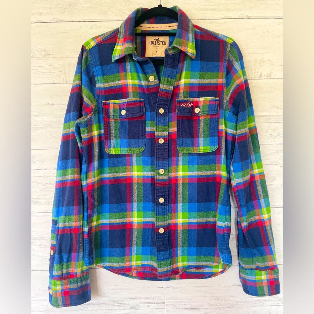 Hollister beautiful colours ! Plaid Flannel Shirt  -size womens small